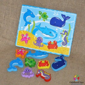 Puzzle lemn cu animale marine M7