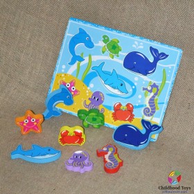 Puzzle lemn cu animale marine M7