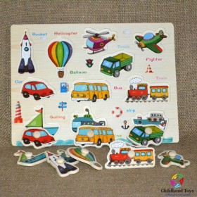 Puzzle incastru lemn cu vehicule