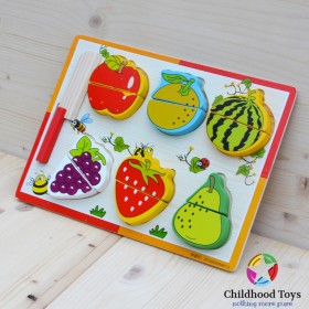 Puzzle lemn cu  fructe de feliat