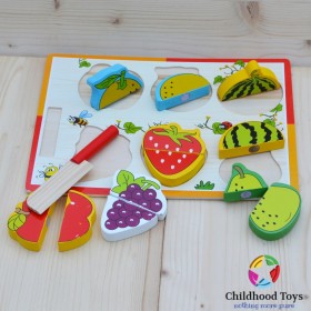 Puzzle lemn cu  fructe de feliat