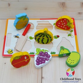Puzzle lemn cu  fructe de feliat