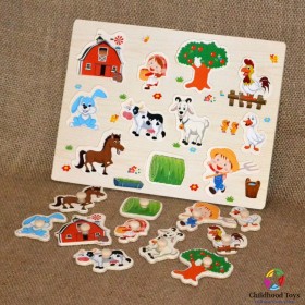 Puzzle incastru lemn ferma animalelor M6