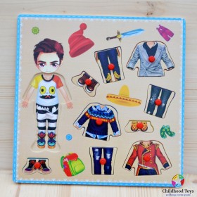 Puzzle incastru lemn imbraca baietelul