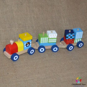 Trenulet lemn colorat 14 piese mari