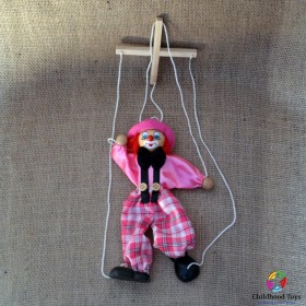 Marioneta lemn Clovn roz