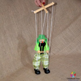 Marioneta lemn Clovn verde