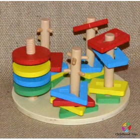 Jucarie motrica lemn, forme geometrice, tip 1