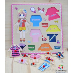 Puzzle incastru lemn imbraca fetita