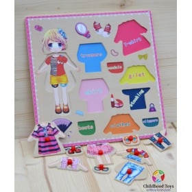 Puzzle incastru lemn imbraca fetita