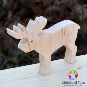 Figurina Ren lemn natur 12cm
