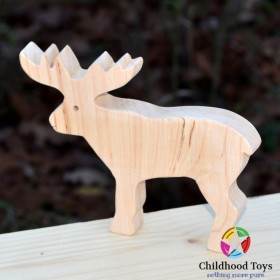 Figurina Ren lemn natur 12cm