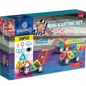 Set constructie 3D magnetic Magspace 25 Piese Mini Karting Set 1