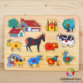 Puzzle incastru lemn ferma animalelor n1