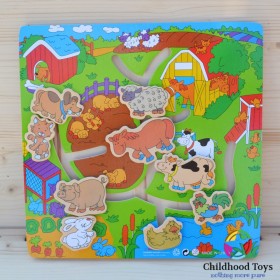 Puzzle lemn labirint animale domestice