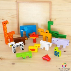 Puzzle lemn 3D cu animale