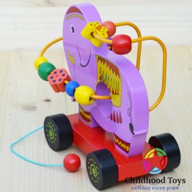 Jucarie motrica din lemn elefant de tras