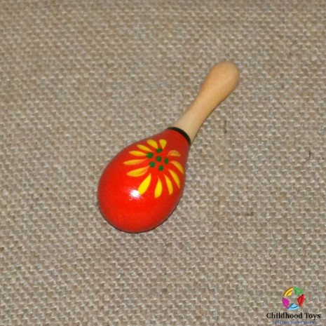 Maracas lemn mic rosu inflorat