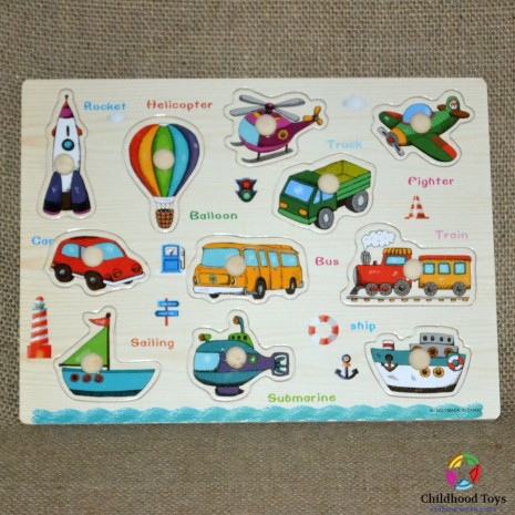 Puzzle incastru lemn cu forme geometrice