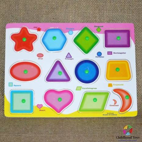 Puzzle incastru lemn cu forme geometrice