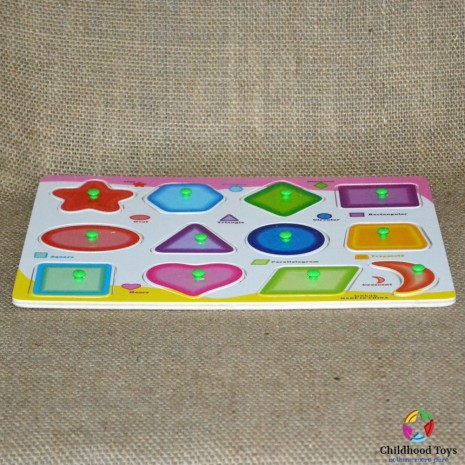 Puzzle incastru lemn cu forme geometrice