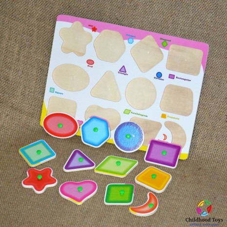Puzzle incastru lemn cu forme geometrice