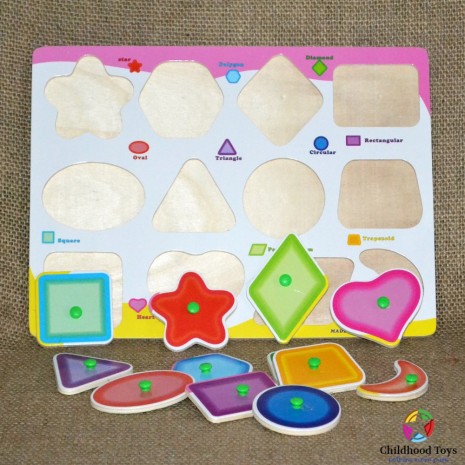 Puzzle incastru lemn cu forme geometrice