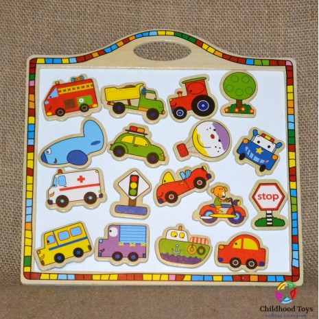 Tabla magnetica cu vehicule din lemn M2