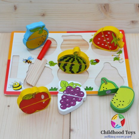 Puzzle lemn cu  fructe de feliat