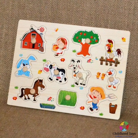 Puzzle incastru lemn ferma animalelor M6