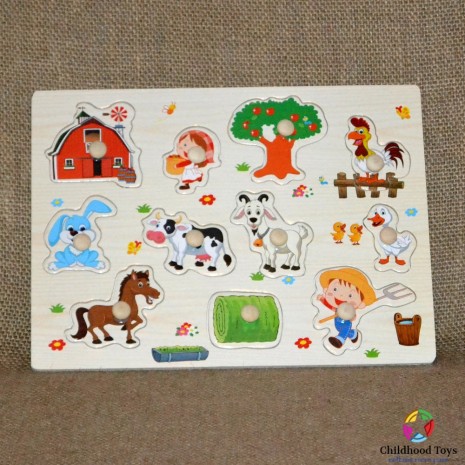 Puzzle incastru lemn ferma animalelor M6