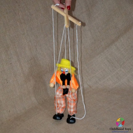 Marioneta lemn Clovn galben