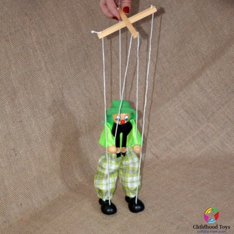 Marioneta lemn Clovn verde