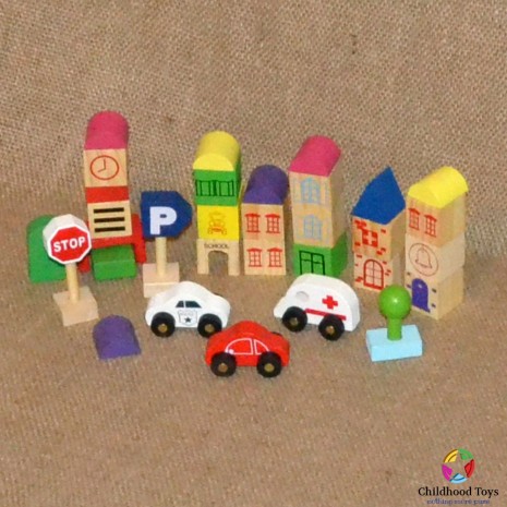 Cuburi lemn de construit, mini orasel
