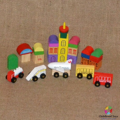 Cuburi lemn de construit, mini aeroport