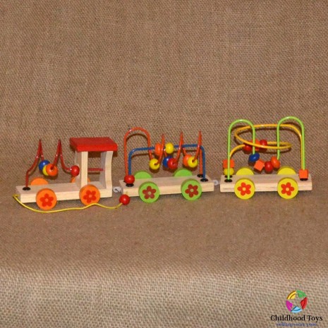 Tren lemn labirint cu bile