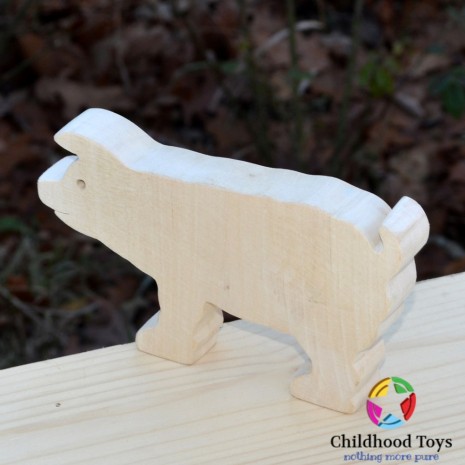 Figurina Porc lemn natur 9cm