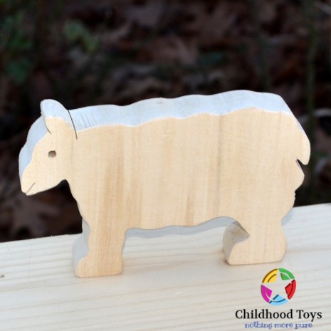Figurina Oaie lemn natur 12cm