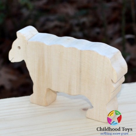 Figurina Oaie lemn natur 12cm