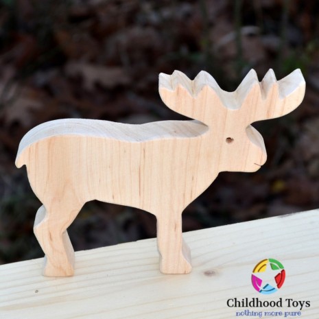 Figurina Ren lemn natur 12cm