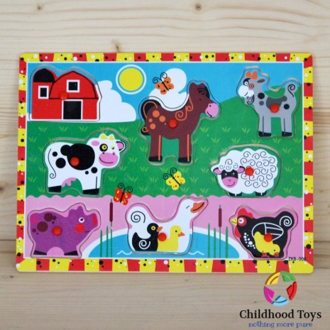 Puzzle incastru lemn ferma animalelor