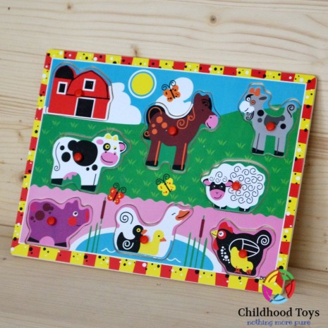 Puzzle incastru lemn ferma animalelor