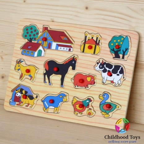 Puzzle incastru lemn ferma animalelor n1