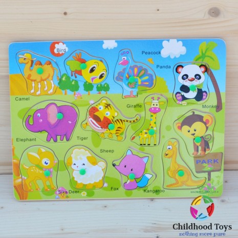 Puzzle incastru lemn animalele junglei M1