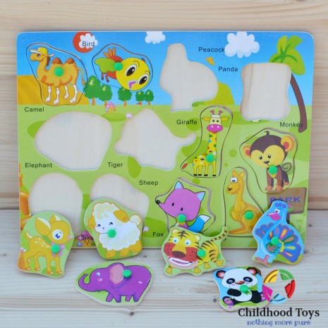 Puzzle incastru lemn animalele junglei M1