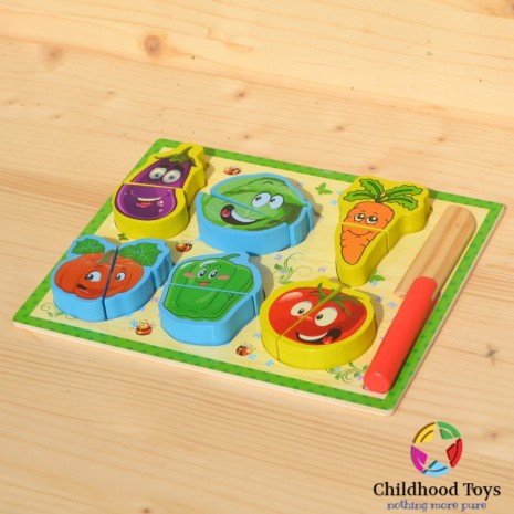 Puzzle lemn cu legume de feliat F2