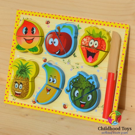 Puzzle lemn cu  fructe de feliat F1