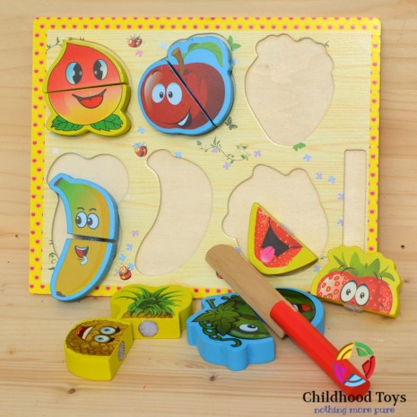 Puzzle lemn cu  fructe de feliat F1