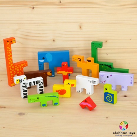 Puzzle lemn 3D cu animale