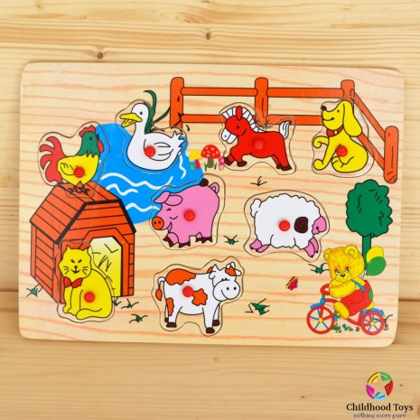 Puzzle incastru lemn ferma animalelor N2